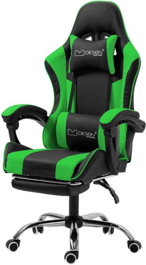 ML-Design Gaming Massagestoel Zwart-groen Ergonomische Bureaustoel Verstelbare Draaistoel