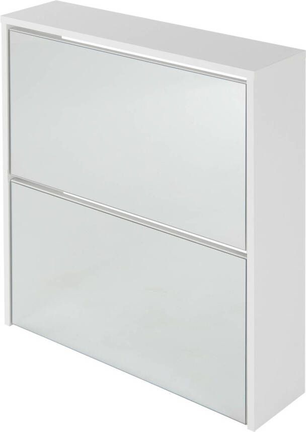 Ml-design ML Design schoenenkast wit 63x17x67 cm met 2 vakken incl. spiegel - Foto 2