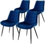 Ml-design Set van 4 eetkamerstoelen met rugleuning donkerblauw keukenstoel met fluwelen bekleding gestoffeerde stoel met metalen poten ergonomische stoel voor eettafel eetkamerstoel woonkamerstoel keukenstoelen - Thumbnail 2