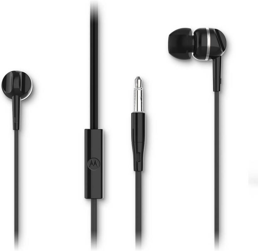 Motorola Sound Oordopjes met Draad 105 In-Ear Incl. 6 Siliconen Oordoppen In-Line Microfoon Zwart