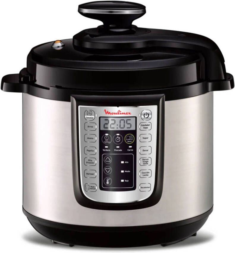 Moulinex All-in-One CE505E22 3 in 1 Slowcooker Multicooker Snelkookpan Spaanse taal 25 programma&apos;s RVS