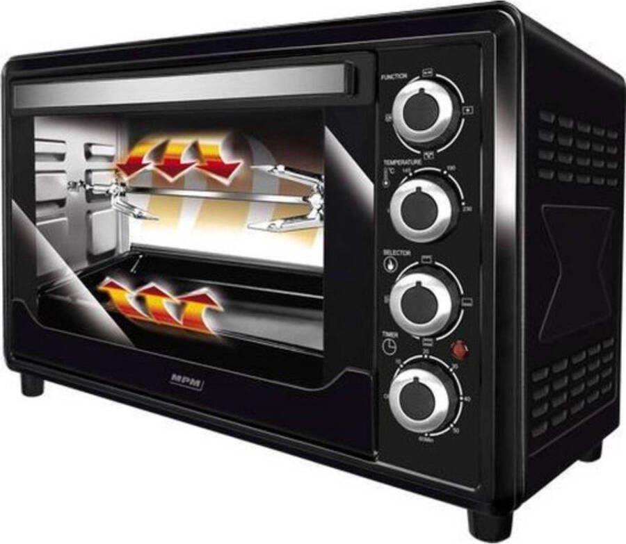 MPM Vrijstaande Elektrische Oven met Accessoires 45 Liter Hete Lucht en Grill 2000W Zwart