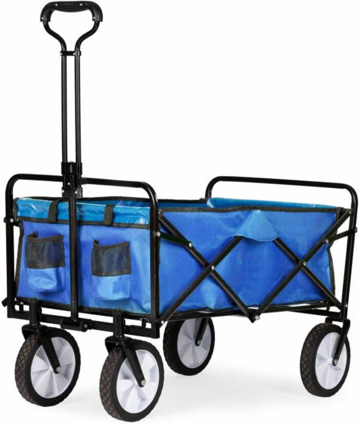 Multistore Bolderkar opvouwbaar 100L en 80kg draagkracht strandkar bolderwagen blauw