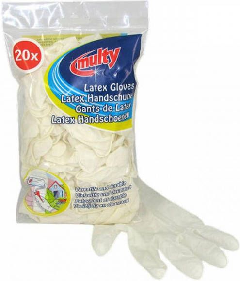 Multy latex handschoenen 20 stuks wit