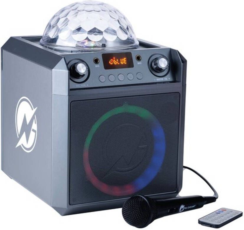 N-Gear Block Party 602 XL Karaoke set met 2 Microfoons Bluetooth Party Speaker Draadloos Space Grey