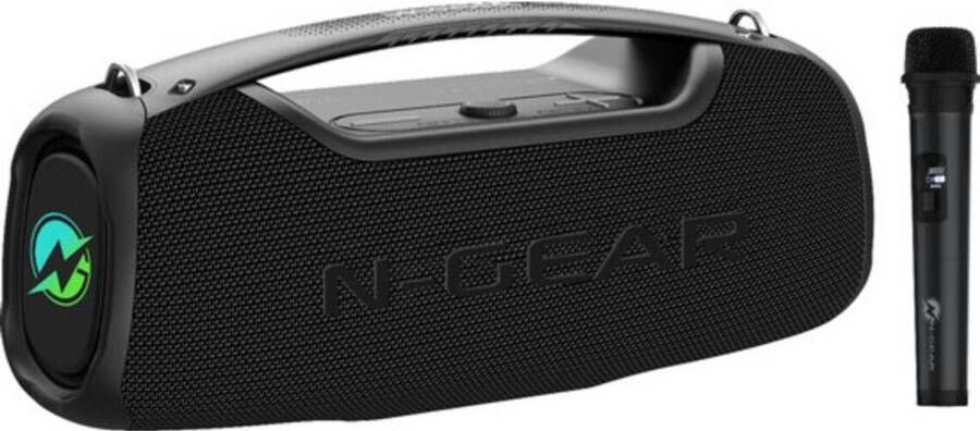 N-Gear NRG500 Bluetooth Speaker Partybox met Verlichting & Microfoon IPX5 Waterdicht Zwart