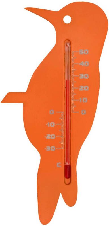 Nature 2 stuks Muurthermometer kunststof oranje specht 15x7 5x0 3 cm