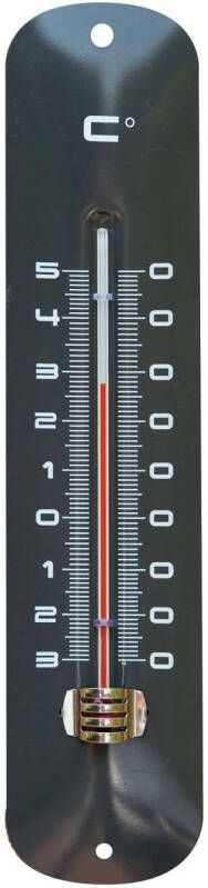 Merkloos Sans marque Binnen buiten thermometer grijs van metaal 6.5 x 30 cm -Binnen buitenthemometers Temperatuurmeters