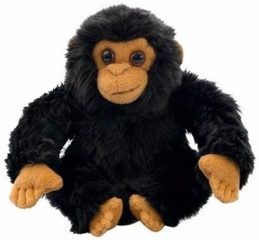 Nature Planet Chimpansee aap knuffeltje knuffeldier zwart stof 18 cm Knuffel bosdieren