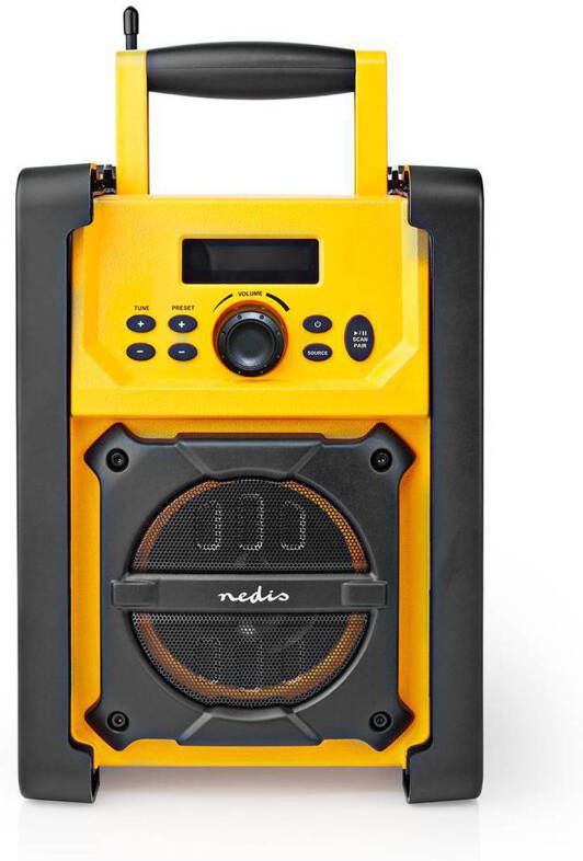 Nedis Rdfm3100yw Fm-bouwradio 15 W Bluetooth Ipx5 Handvat Geel Zwart