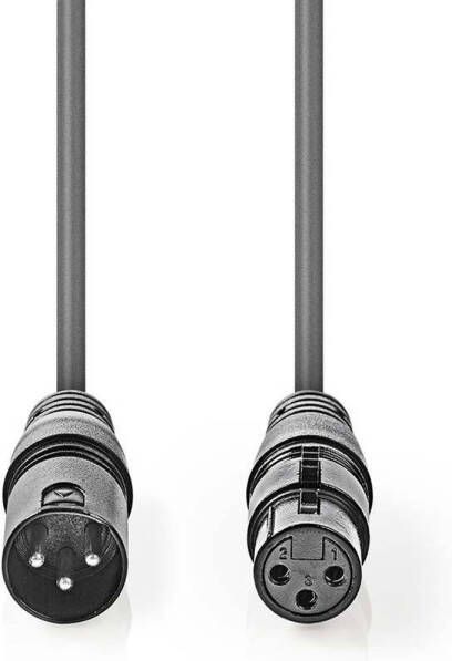 Nedis Gebalanceerde XLR-Audiokabel XLR 3-pins male XLR 3-pins female 1.5 mtr grijs