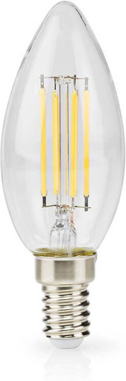 Nedis LED-Filamentlamp E14 Kaars 4.5 W 470 lm 2700 K Dimbaar Warm Wit Retrostijl 1 Stuks Doorzichtig