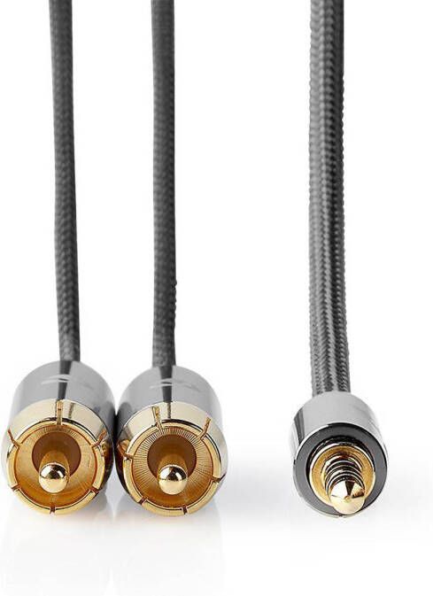 Nedis Stereo-Audiokabel | 3 5 mm Male 2x RCA Male | Gun Metal Grey | Gevlochten kabel