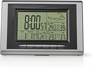 Nedis Weerstation | Binnen & Buiten | Inclusief draadloze weersensor | Weersvoorspelling | Tijdweergave | LCD met Achtergrondverlichting | Wekkerfunctie