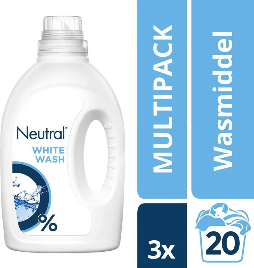 Neutral Wit wasmiddel 3 x 1 liter 60 wasbeurten 60 wasbeurten