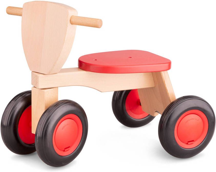 New Classic Toys Road Star houten 4-wieler loopfiets Rood