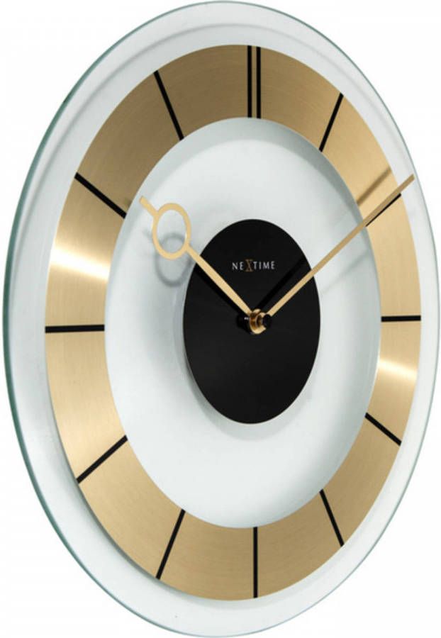 NeXtime Wandklok dia. 31 cm glas goud &apos;Retro&apos;