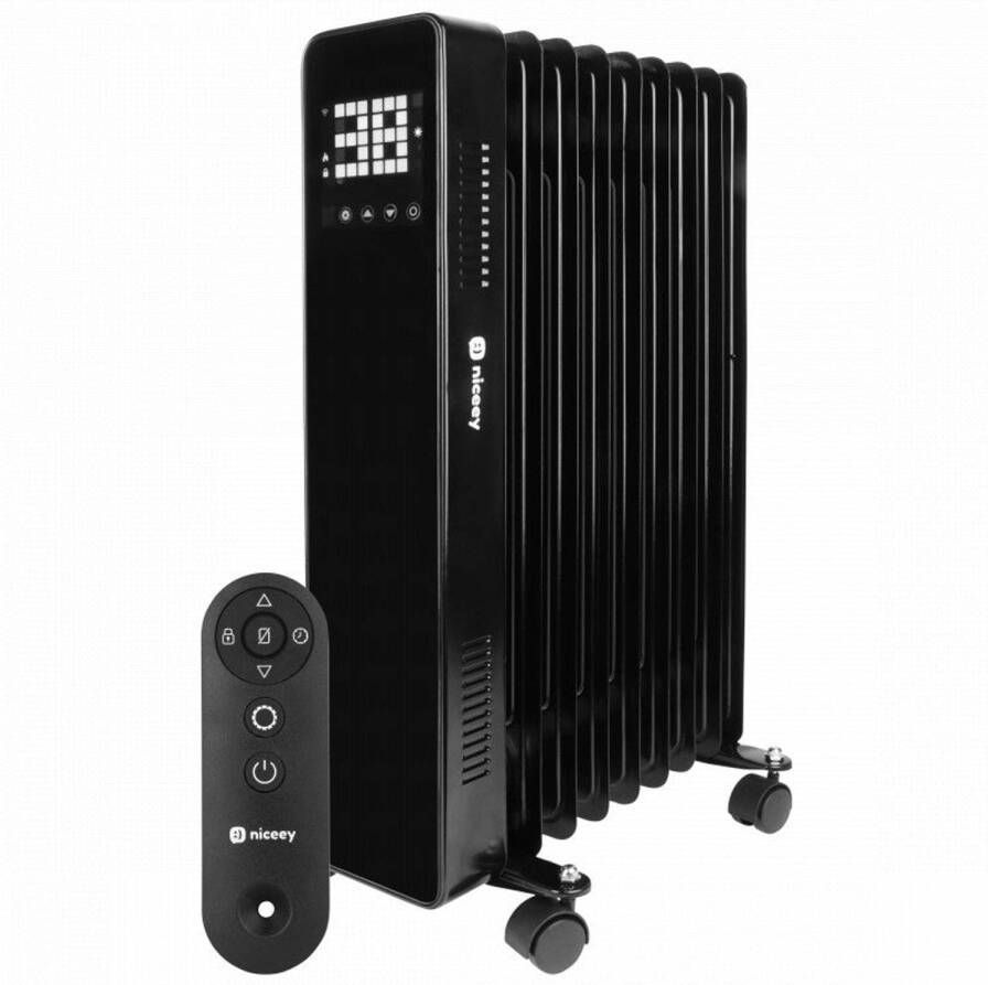 NICEEY Smart Olieradiator Elektrische Kachel Oliegevulde Radiator Thermostaat Per App Bedienbaar Met Afstandsbediening Met Timer 3 Standen tot 2000W Zwart