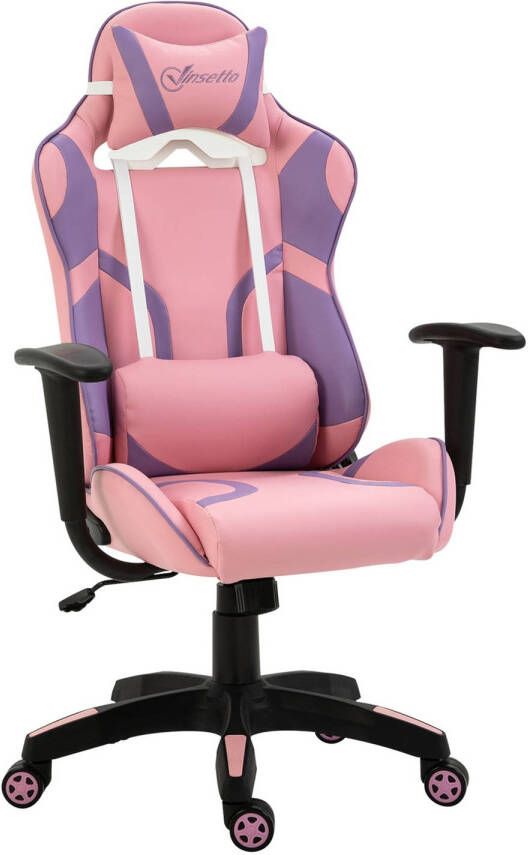 Merkloos Sans marque Bureaustoel Ergonomische bureaustoel Game stoel Gaming stoel Roze Paars