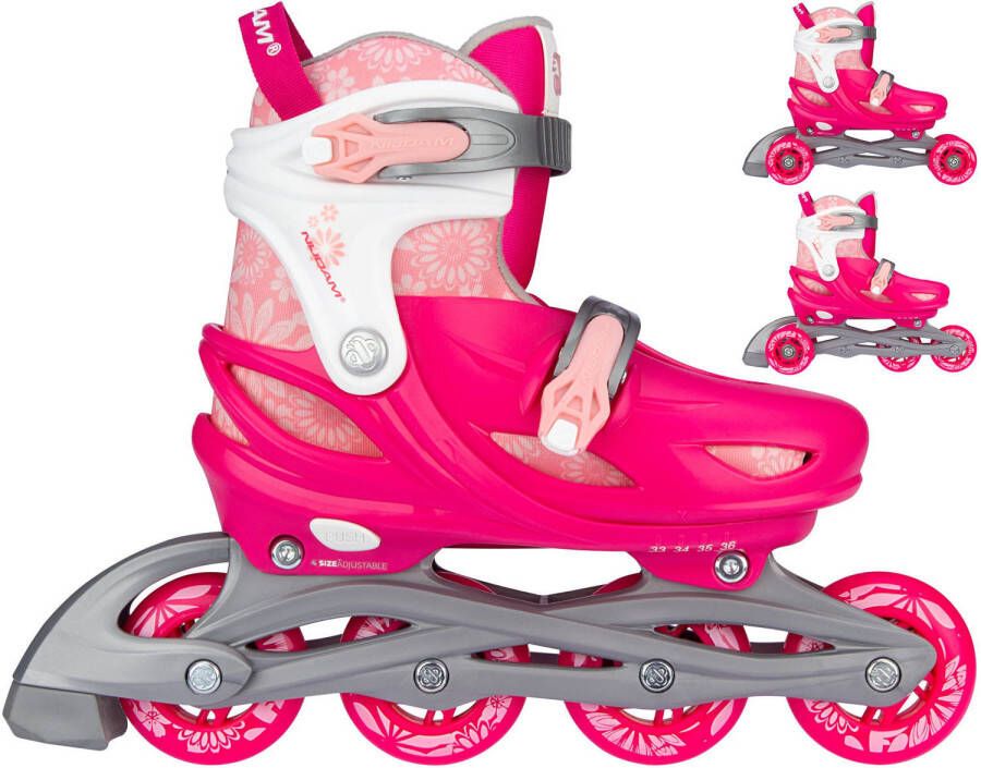 Nijdam 3-in-1 skates Floral Switch polyester roze wit mt 29-32