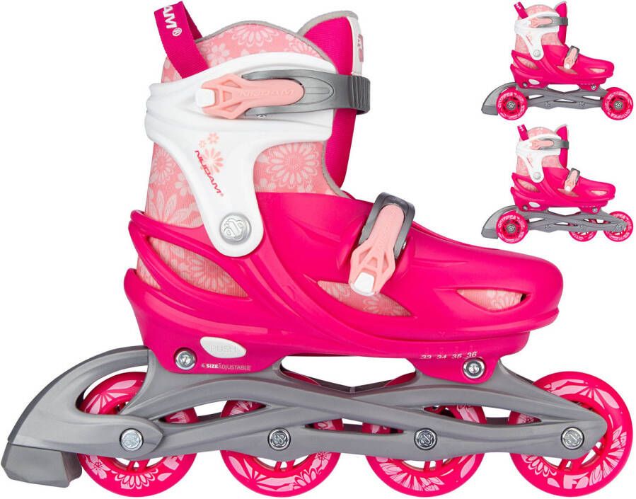 Nijdam 3-in-1 skates Floral Switch polyester roze wit mt 33-36