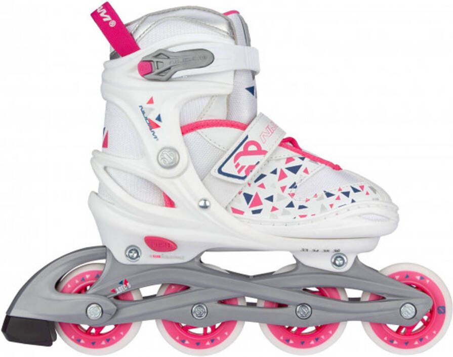 Nijdam Inline Skates Skeelers White Wedge Wit Zilvergrijs Fuchsia Marine Verstelbaar Maat 33-36