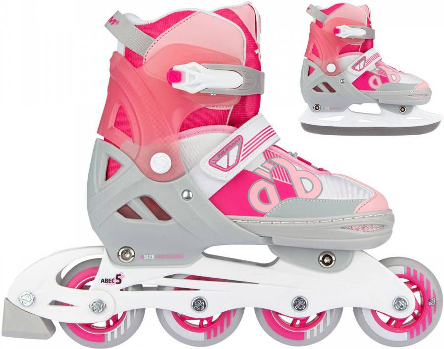 Nijdam skates Combo Bold Berry meisjes roze wit grijs