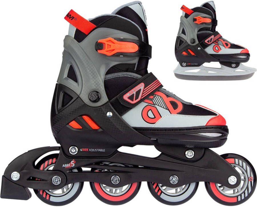 Nijdam skates Combo Red Raider junior zwart rood grijs maat 33-36