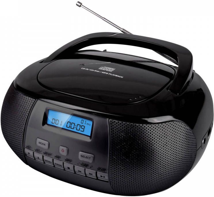 Nikkei NPRD58BK Portable DAB+ radio CD-speler met USB-poort Zwart