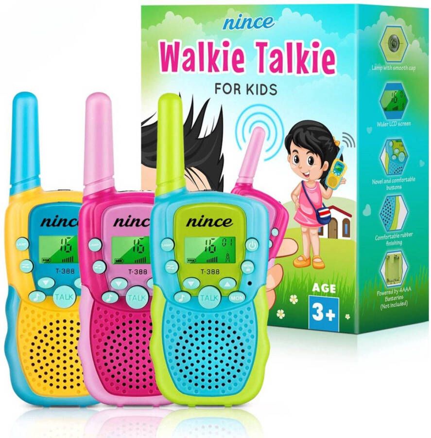 Nince Walkie Talkie Set van 3 Zaklamp Functie Geschikt Voor Jong en Oud