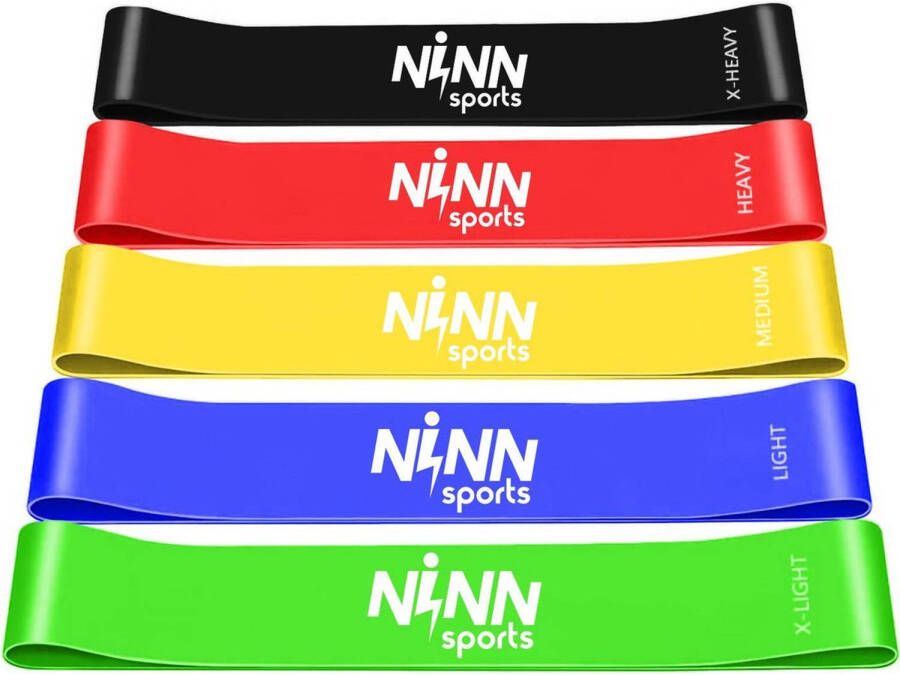 NINN Sports Premium Weerstandsbanden Set van 5 Resistance Banden Incl eBook Valentijn cadeautje voor haar