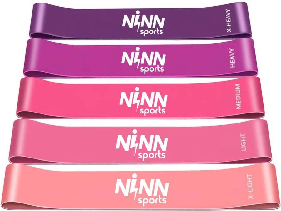 NINN Sports Weerstandsbanden van hoge kwaliteit Paars Set van 5 Fitness elastiek