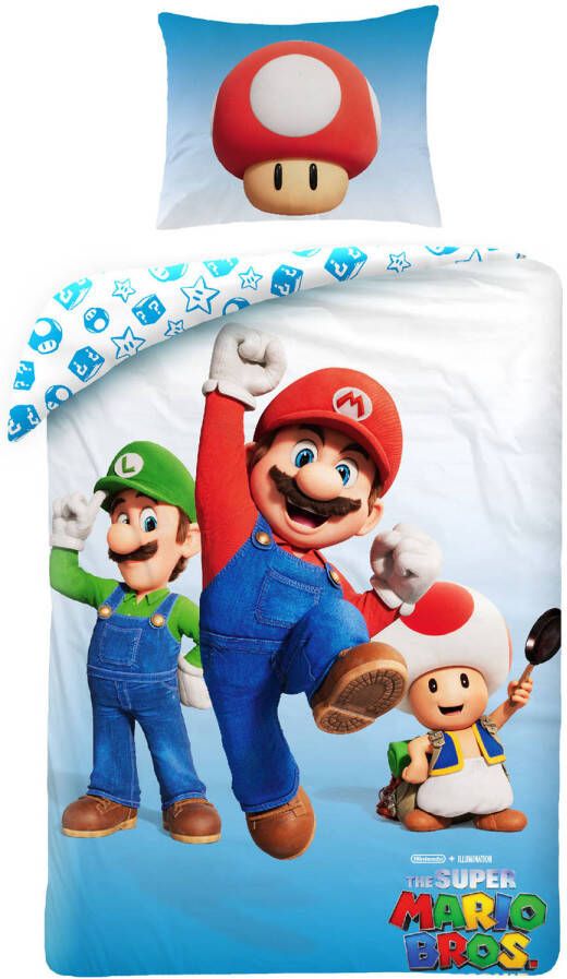 Nintendo Super Mario Dekbedovertrek Toad Eenpersoons 140 x 200 cm Polyester