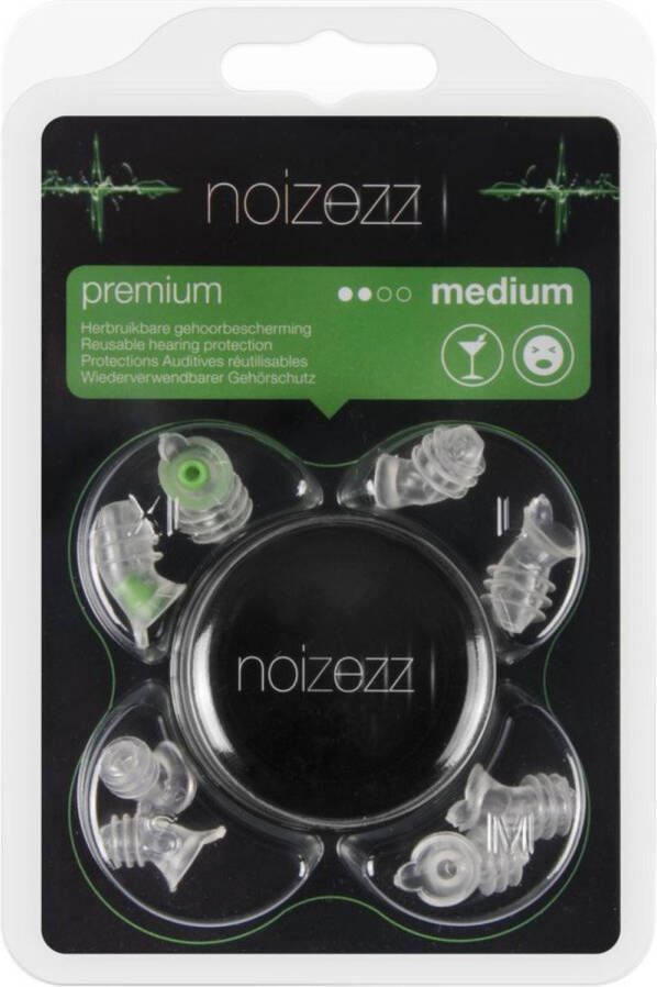 NOIZEZZ Green Medium Gehoorbescherming met demping tot 24 dB Groen Oordoppen 4 maten