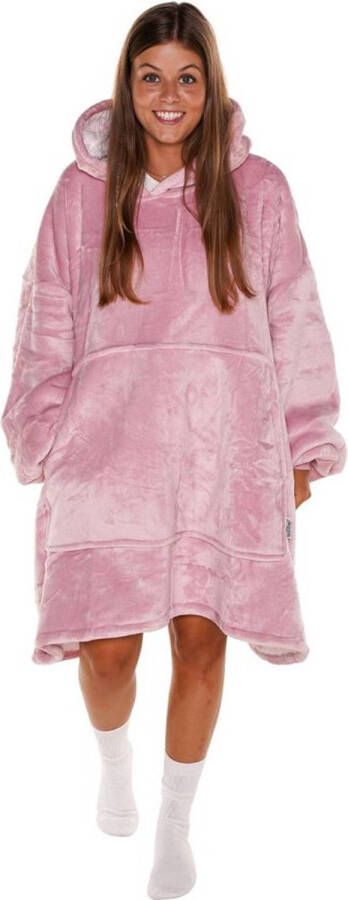 Noony Comfort Wear Noony Pink oversized hoodie deken plaids met mouwen fleece deken met mouwen ultrazachte binnenkant hoodie blanket snuggie one size fits all oodie