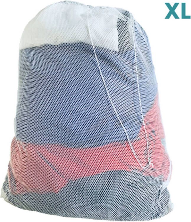 NORDIX Waszak Groot XL 60 x 90 CM Wit Treksysteem Trekbandsluiting Polyester Wasnet Laundry bag