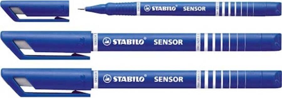 OfficeTown 10 stuks Stabilo fineliner SENSOR (serie 187 189) blauw