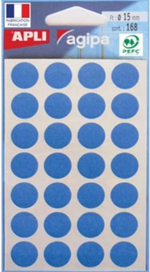 OfficeTown Agipa ronde etiketten in etui diameter 15 mm blauw 168 stuks 28 per blad