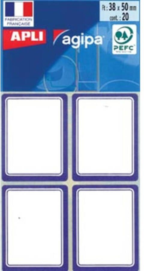 OfficeTown Agipa schooletiketten ft 38 x 50 mm (b x h) 32 etiketten per etui blauwe rand