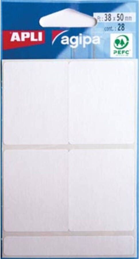 OfficeTown Agipa witte etiketten in etui ft 38 x 50 mm (b x h) 28 stuks 4 per blad