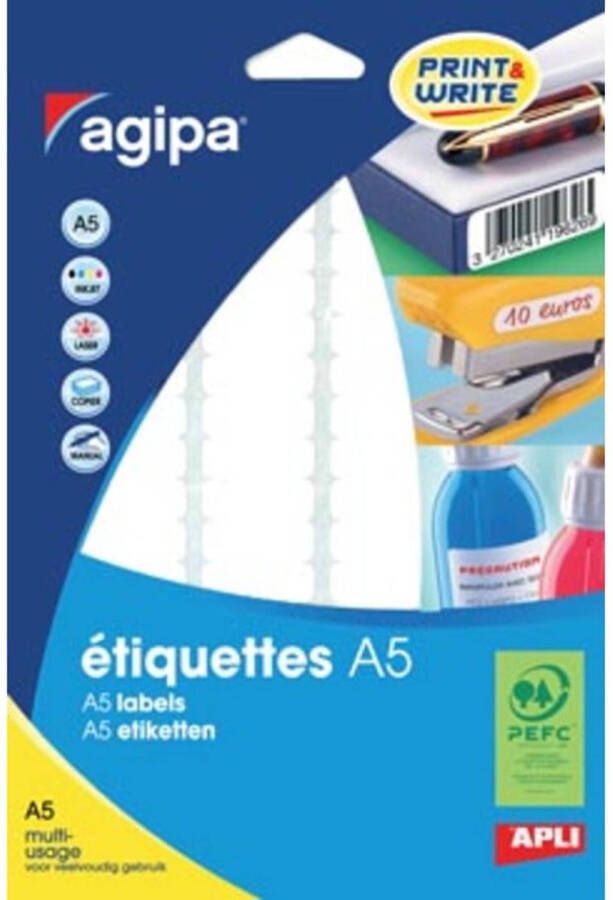 OfficeTown Agipa witte etiketten Print & Write ft 56 x 34 mm (b x h) 192 stuks 12 per blad