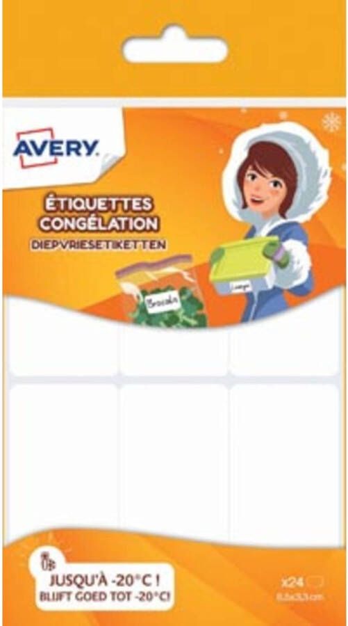 Pakhuis Avery Family diepvriesetiketten ft 6 5 x 3 cm wit ophangbare etui met 24 etiketten