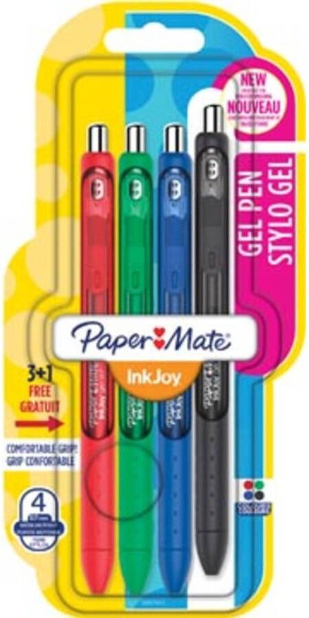 OfficeTown Paper Mate roller InkJoy Gel blister 3 + 1 in geassorteerde standaard kleuren