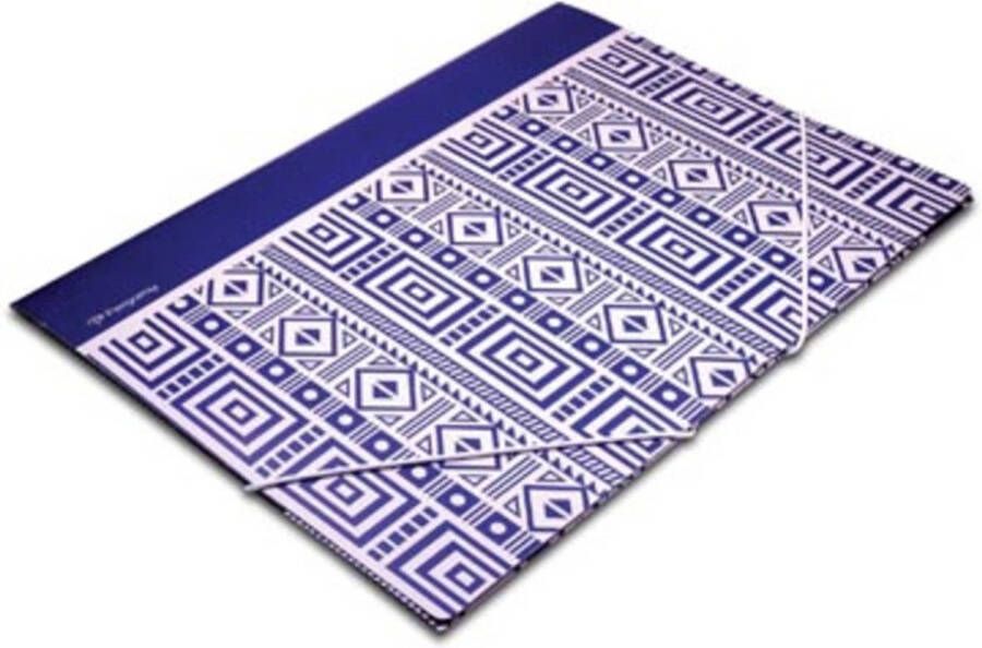 OfficeTown Pergamy Ethnic elastomap met kleppen ft A4 blauw