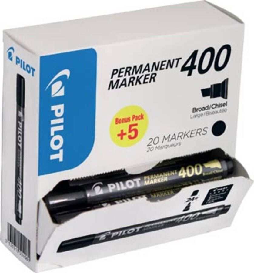 OfficeTown Pilot permanent marker 400 XXL doos met 15 + 5 stuks zwart