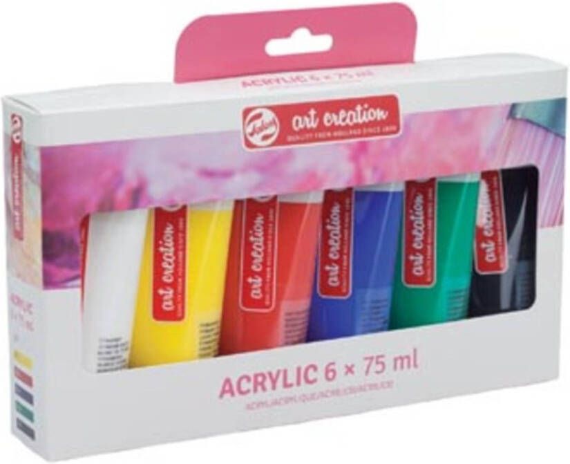 OfficeTown Talens Art Creation acrylverf tube van 75 ml set van 6 tubes in geassorteerde kleuren