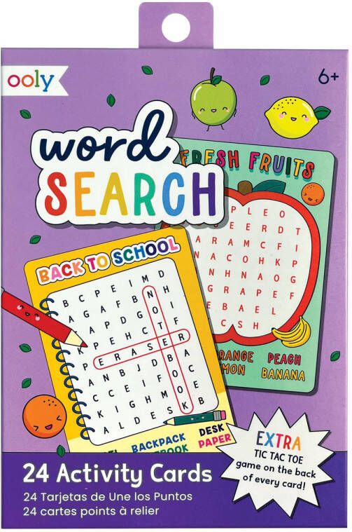 Ooly Word Search Activity Cards 24 Woordzoeker Activiteitenkaarten Elke Kaart Heeft Een Ander Thema Zoals Terug Naar School En Ontbijteten Tic-Tac-Toe Staat Op De Achterkant Van Elk Spel Geschikt Vanaf 6 Jaar