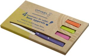 Opinel N°125 Bon Appétit Pop Tafelmessenset 4-delig Multicolor Beukenhout RVS Bestek Steakmes