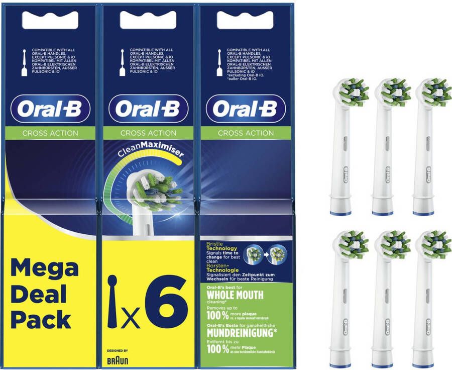 Oral B Oral-B CrossAction Met CleanMaximiser-technologie Opzetborstels 6 Stuks