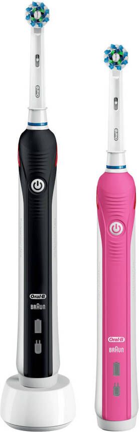 Oral-B elektrische tandenborstel Pro 2 2950N Duo zwart en roze 2 poetsstanden